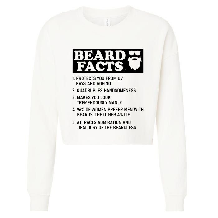 Funny Beard Facts Protects Ageing Makes Manly Bearded Dad Cropped Pullover Crew