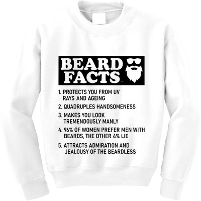 Funny Beard Facts Protects Ageing Makes Manly Bearded Dad Kids Sweatshirt