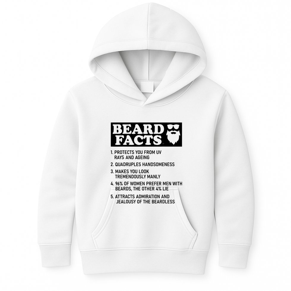 Funny Beard Facts Protects Ageing Makes Manly Bearded Dad Kids Hoodie