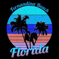 Fernandina Beach Florida Retro Tropical Palm Trees Vacation Cooling Performance Crew T-Shirt