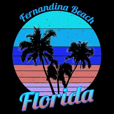 Fernandina Beach Florida Retro Tropical Palm Trees Vacation T-Shirt