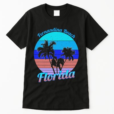 Fernandina Beach Florida Retro Tropical Palm Trees Vacation Tall T-Shirt