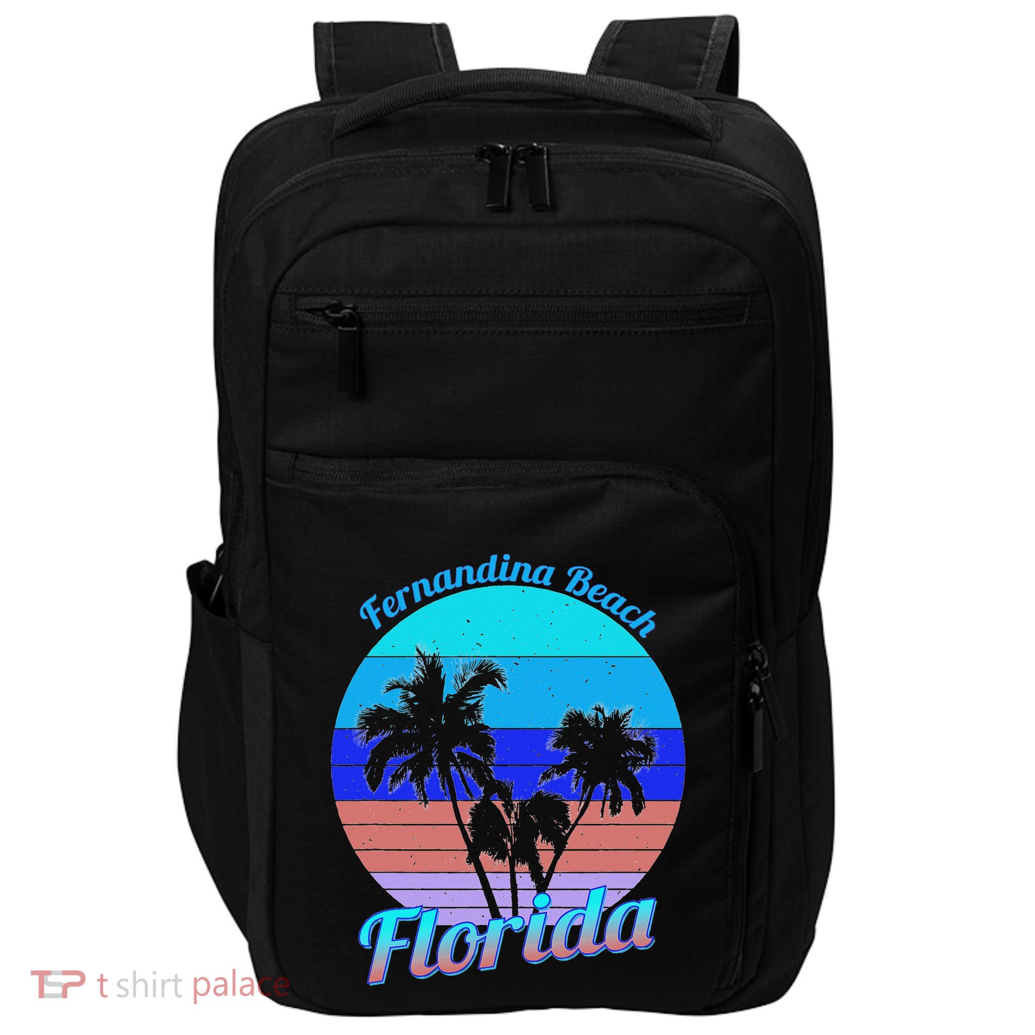 Fernandina Beach Florida Retro Tropical Palm Trees Vacation Impact Tech Backpack