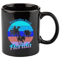 Fernandina Beach Florida Retro Tropical Palm Trees Vacation 11oz C Handle Ceramic Mug