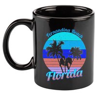 Fernandina Beach Florida Retro Tropical Palm Trees Vacation 11oz C Handle Ceramic Mug