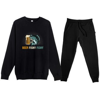 Funny Beer Fishy Fishy Fishing Father's Day Gift Premium Crewneck Sweatsuit Set