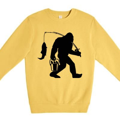 Funny Bigfoot Fishing Sasquatch Gift Premium Crewneck Sweatshirt