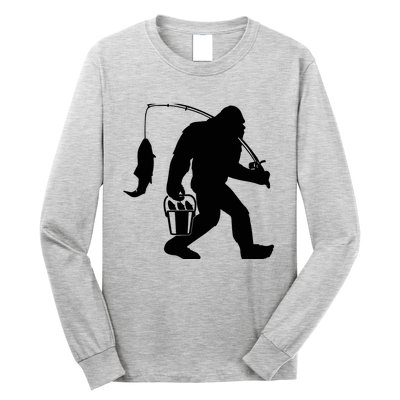 Funny Bigfoot Fishing Sasquatch Gift Long Sleeve Shirt