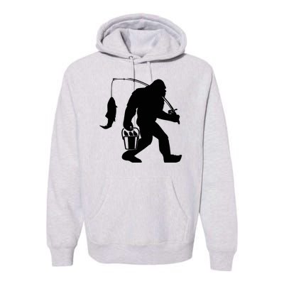 Funny Bigfoot Fishing Sasquatch Gift Premium Hoodie