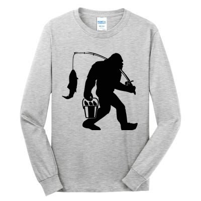 Funny Bigfoot Fishing Sasquatch Gift Tall Long Sleeve T-Shirt