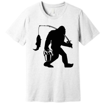 Funny Bigfoot Fishing Sasquatch Gift Premium T-Shirt