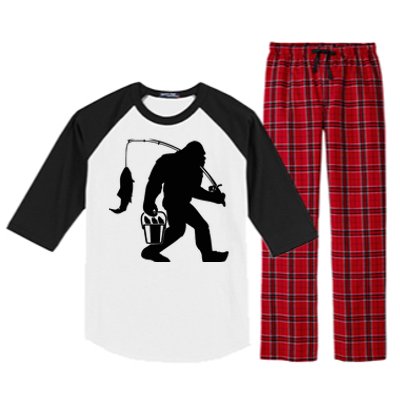 Funny Bigfoot Fishing Sasquatch Gift Raglan Sleeve Pajama Set