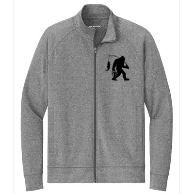 Funny Bigfoot Fishing Sasquatch Gift Stretch Full-Zip Cadet Jacket