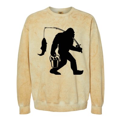 Funny Bigfoot Fishing Sasquatch Gift Colorblast Crewneck Sweatshirt