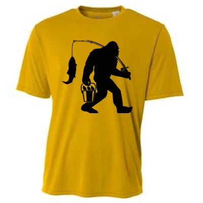 Funny Bigfoot Fishing Sasquatch Gift Cooling Performance Crew T-Shirt