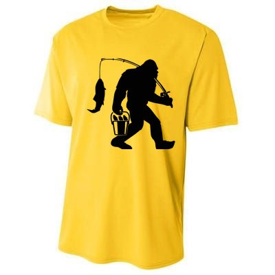 Funny Bigfoot Fishing Sasquatch Gift Performance Sprint T-Shirt