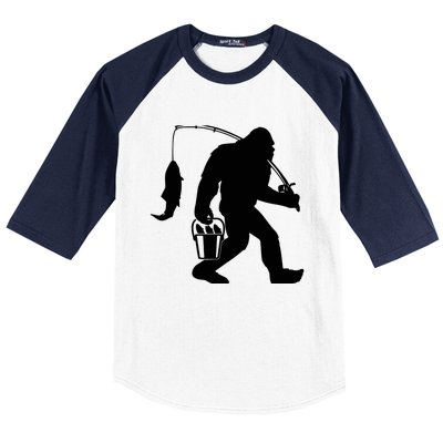 Funny Bigfoot Fishing Sasquatch Gift Baseball Sleeve Shirt