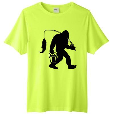 Funny Bigfoot Fishing Sasquatch Gift Tall Fusion ChromaSoft Performance T-Shirt