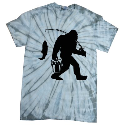 Funny Bigfoot Fishing Sasquatch Gift Tie-Dye T-Shirt