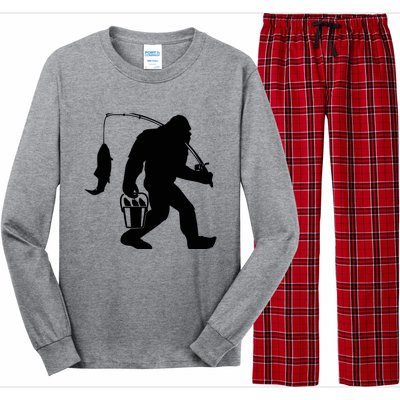 Funny Bigfoot Fishing Sasquatch Gift Long Sleeve Pajama Set