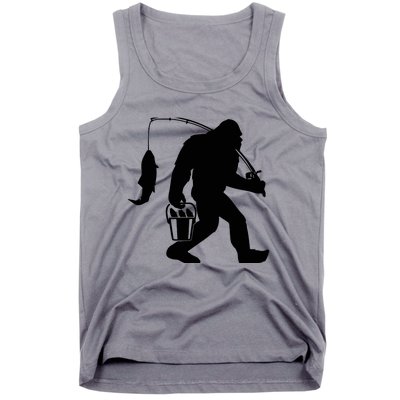 Funny Bigfoot Fishing Sasquatch Gift Tank Top