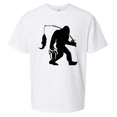 Funny Bigfoot Fishing Sasquatch Gift Sueded Cloud Jersey T-Shirt