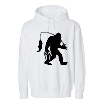 Funny Bigfoot Fishing Sasquatch Gift Garment-Dyed Fleece Hoodie