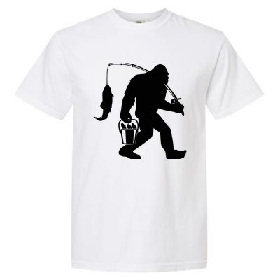 Funny Bigfoot Fishing Sasquatch Gift Garment-Dyed Heavyweight T-Shirt