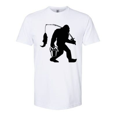 Funny Bigfoot Fishing Sasquatch Gift Softstyle CVC T-Shirt