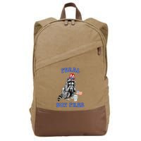 Feral But Free 4th Of July Raccoon Independence Day Cotton Canvas Backpack