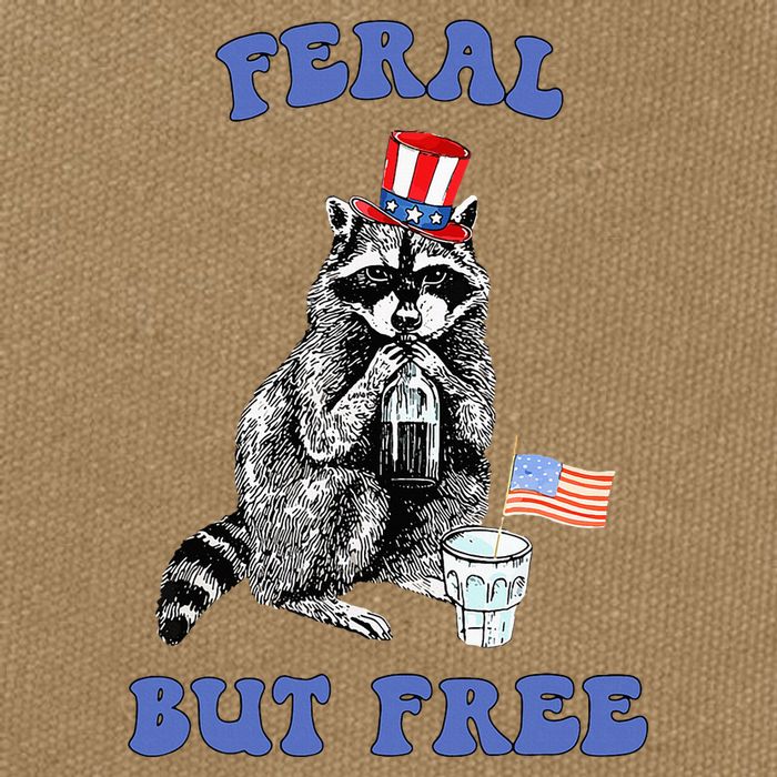 Feral But Free 4th Of July Raccoon Independence Day Cotton Canvas Backpack