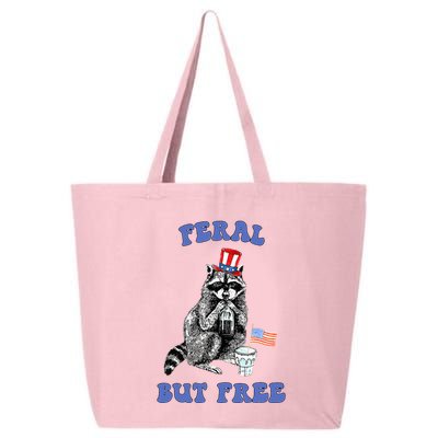 Feral But Free 4th Of July Raccoon Independence Day 25L Jumbo Tote
