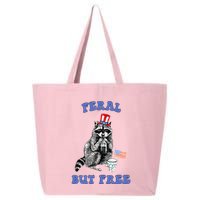 Feral But Free 4th Of July Raccoon Independence Day 25L Jumbo Tote