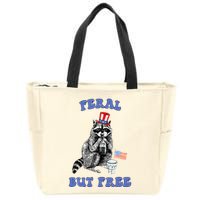 Feral But Free 4th Of July Raccoon Independence Day Zip Tote Bag