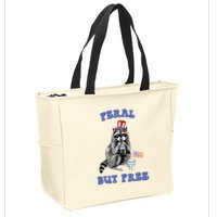 Feral But Free 4th Of July Raccoon Independence Day Zip Tote Bag