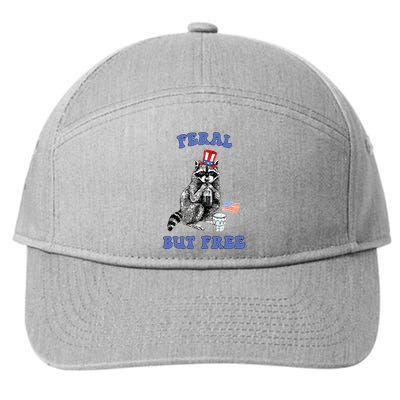 Feral But Free 4th Of July Raccoon Independence Day 7-Panel Snapback Hat