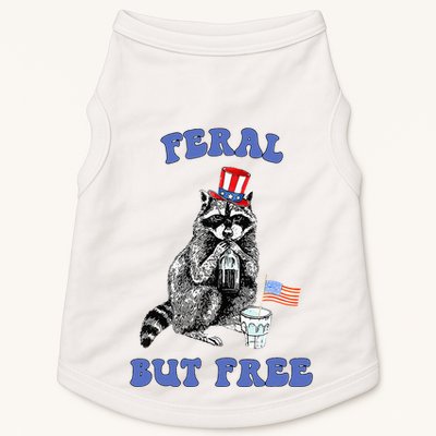 Feral But Free 4th Of July Raccoon Independence Day Doggie Tank