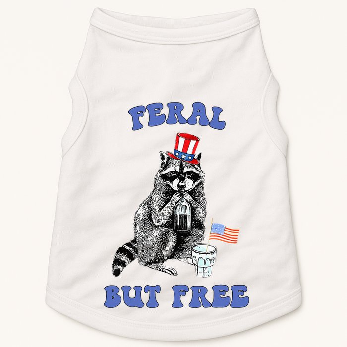Feral But Free 4th Of July Raccoon Independence Day Doggie Tank