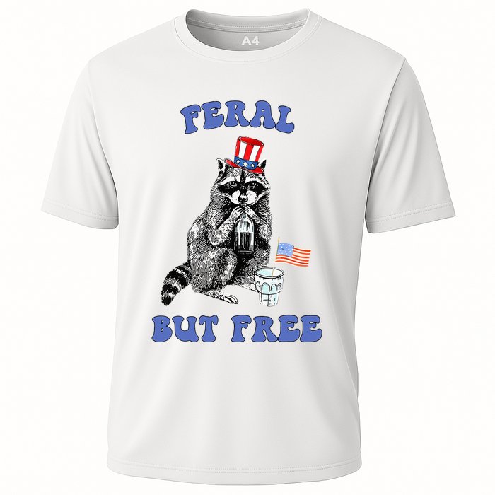 Feral But Free 4th Of July Raccoon Independence Day Performance Shirt