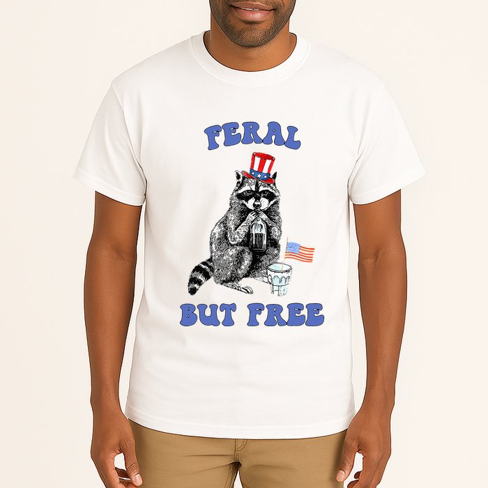 Feral But Free 4th Of July Raccoon Independence Day Tall T-Shirt