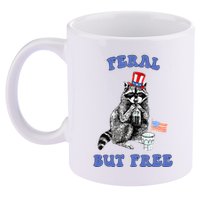 Feral But Free 4th Of July Raccoon Independence Day 11oz C Handle Ceramic Mug