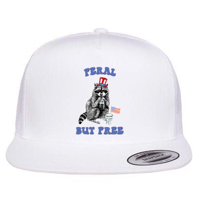 Feral But Free 4th Of July Raccoon Independence Day Flatbill Hat