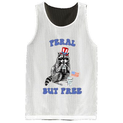 Feral But Free 4th Of July Raccoon Independence Day Mesh Reversible Basketball Jersey Tank