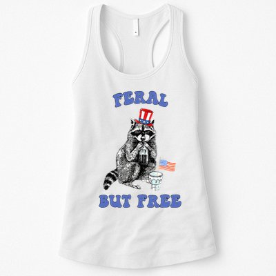 Feral But Free 4th Of July Raccoon Independence Day Womens Tank Top