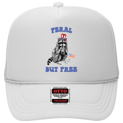 Feral But Free 4th Of July Raccoon Independence Day Trucker Hat