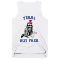 Feral But Free 4th Of July Raccoon Independence Day Tank Top