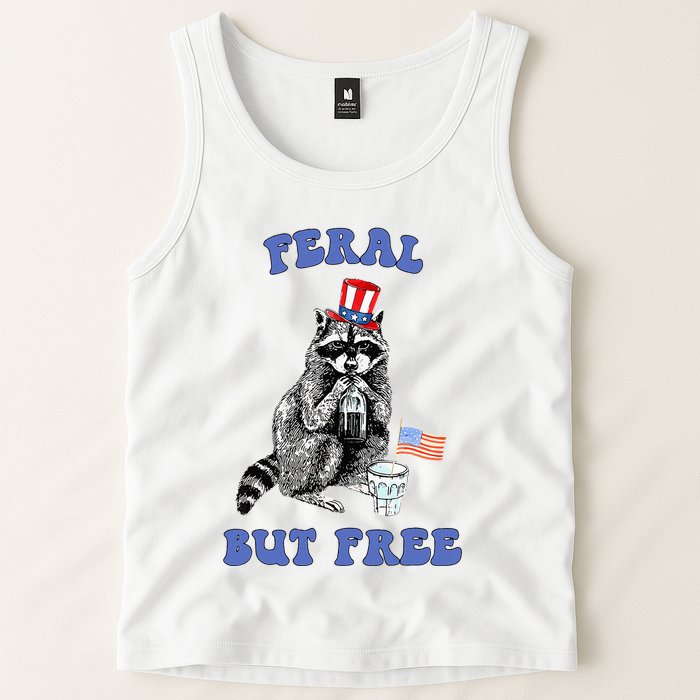 Feral But Free 4th Of July Raccoon Independence Day Tank Top
