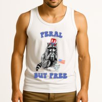 Feral But Free 4th Of July Raccoon Independence Day Tank Top