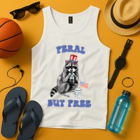 Feral But Free 4th Of July Raccoon Independence Day Tank Top