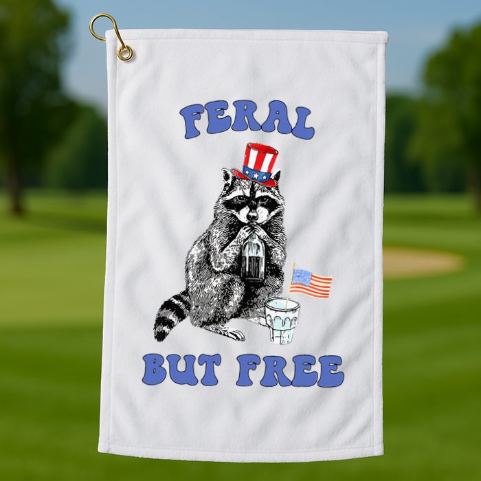 Feral But Free 4th Of July Raccoon Independence Day Golf Towel
